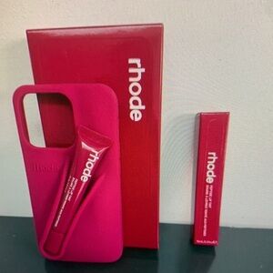 RHODE Vibrant Pink Phone Case and Lip Gloss Set